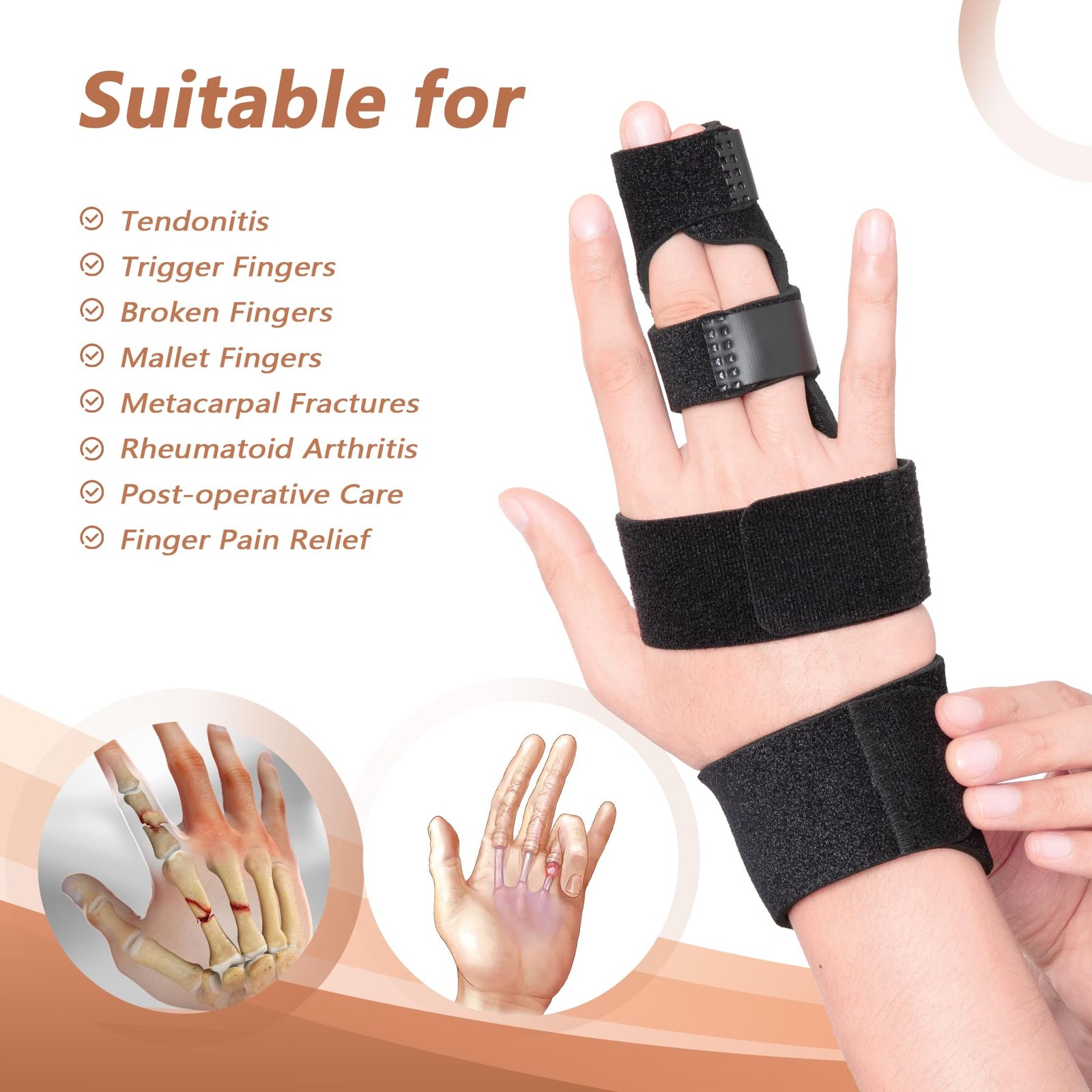 2 Finger Splint, Adjustable Finger Brace, Finger Metal Support for Broken Fin…