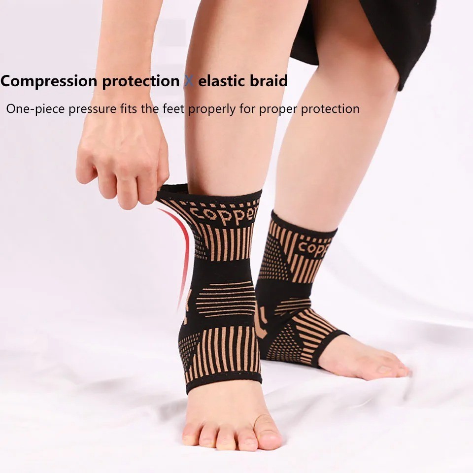 Copper Ankle Support Brace Sleeve Socks Elastic Foot Pain Relief