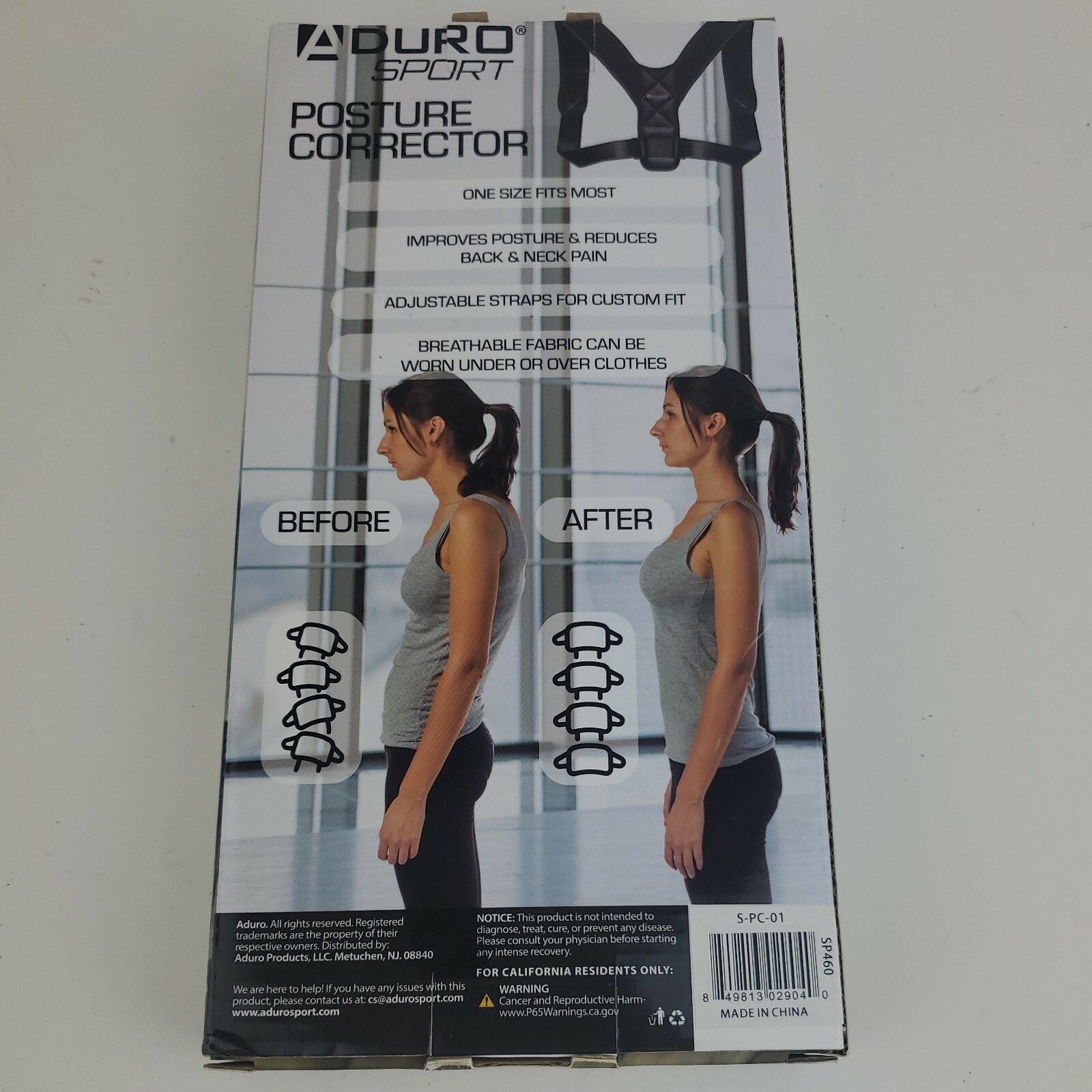 Aduro Sport Posture Corrector The Original. One Size Fits Most. Color Black