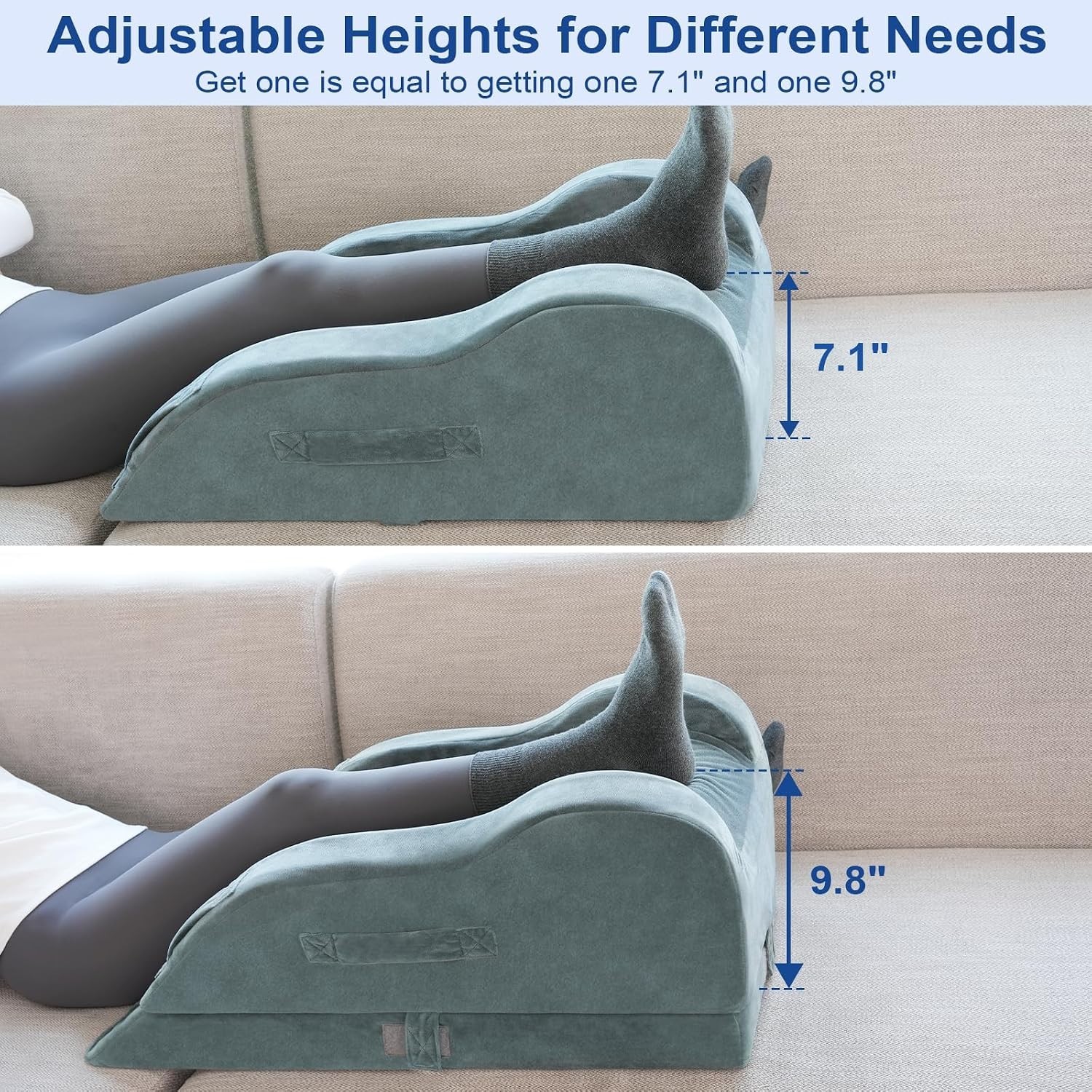 Adjustable Leg Elevation Pillows for After Surgery, Ergonomic Curve Keeps Kne…