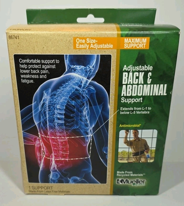 Mueller Adjustable Back and Abdominal Support Green/Black One Size Fits Most