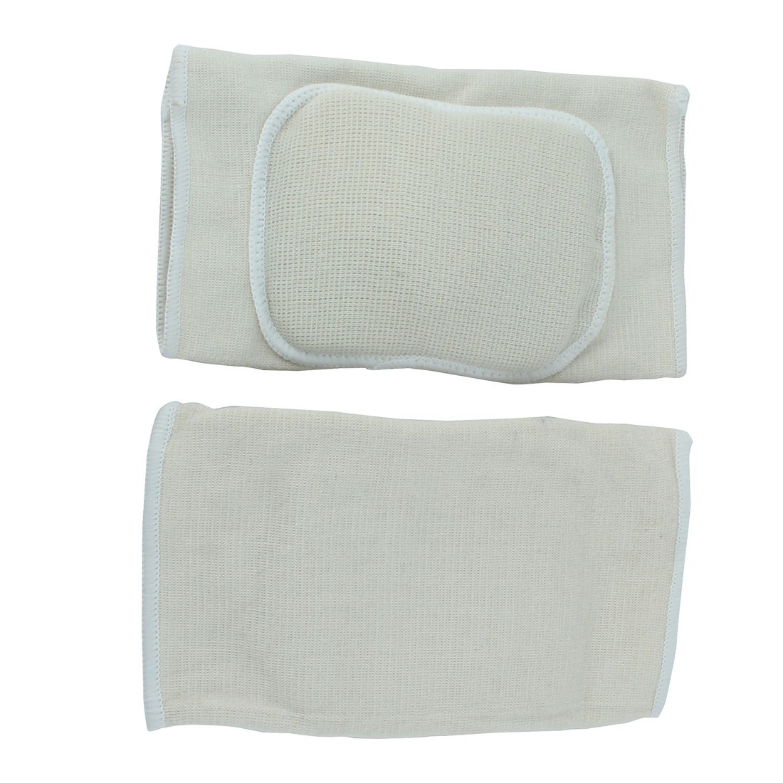 Sports Activities White Hem Sponge Elastic Knee Pads Protector Beige Pair