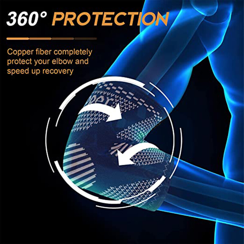 Copper Elbow Brace Compression Sleeve Support Arthritis Tendon Joint Wrap Pain
