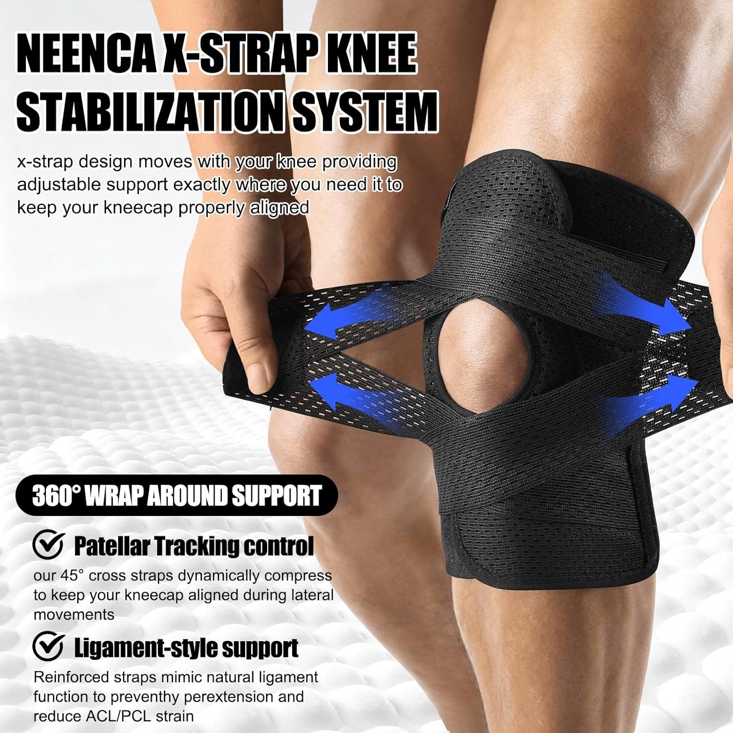 Knee Brace Compression Support Air Mesh Fabric Adjustable