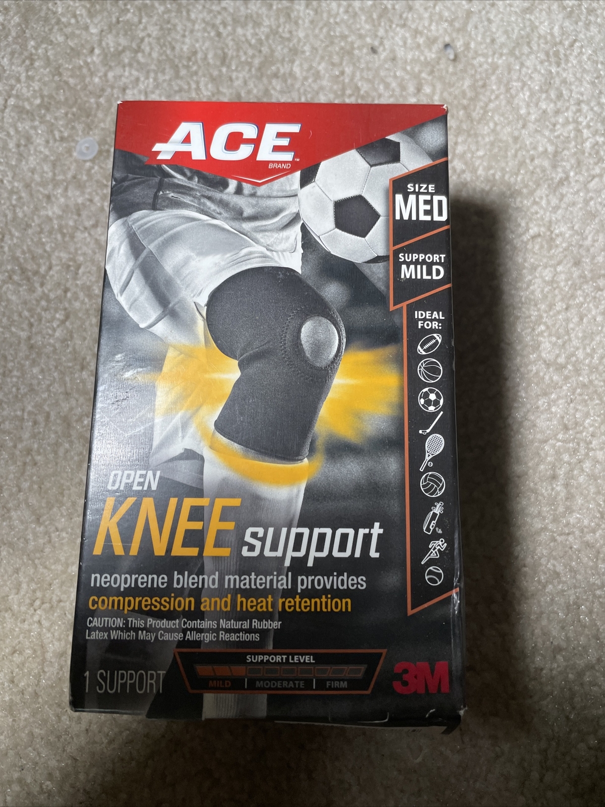 ACE Open Knee Patella Support Neoprene Blend SZ MEDIUM Mild Support Compression