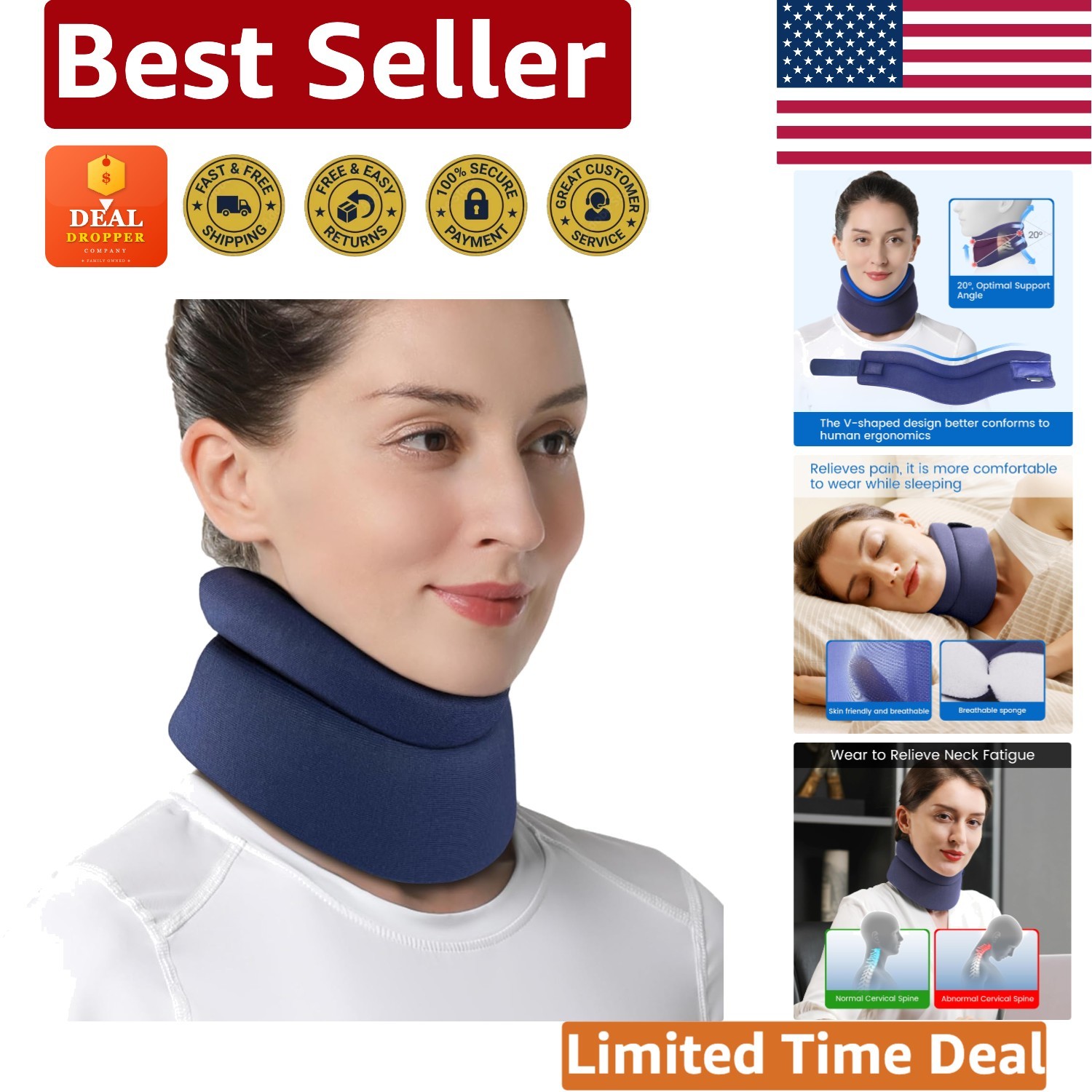 Adjustable Soft Cervical Collar for Neck Pain Relief & Sleep Apnea Support – …