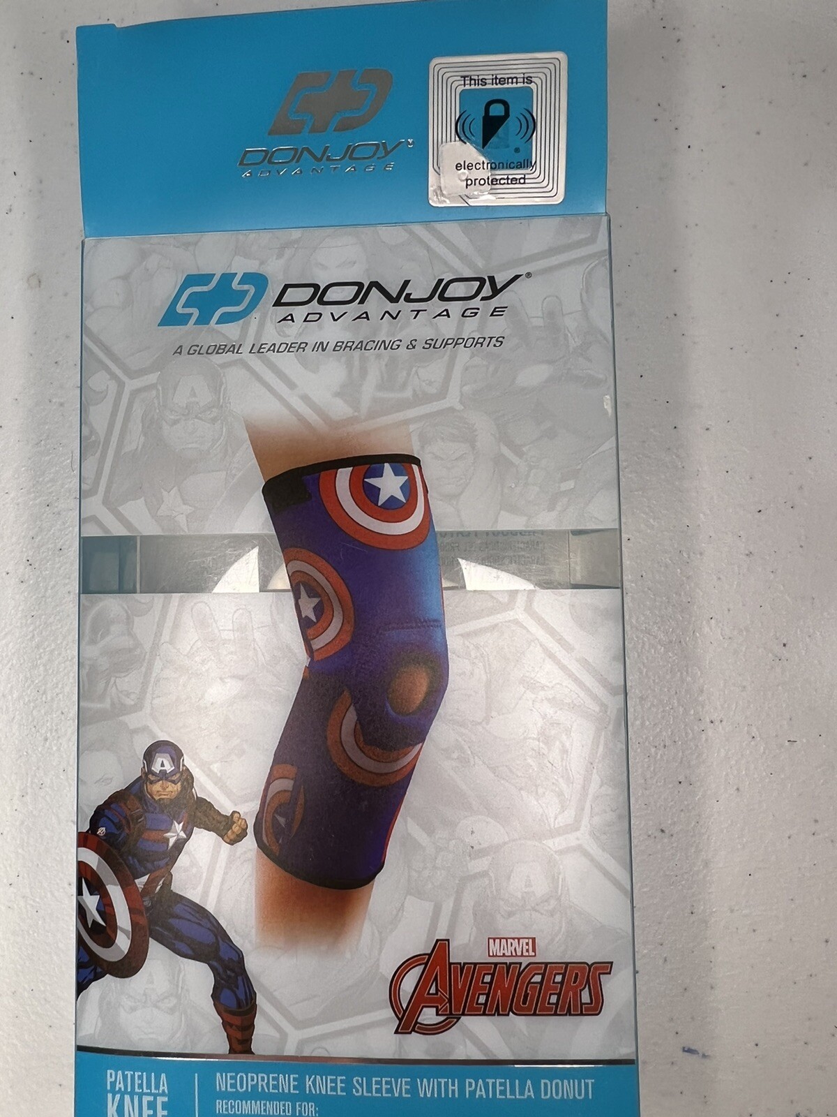 DonJoy Youth Marvel Avengers Captain America Neoprene Knee Sleeve Patella Donut