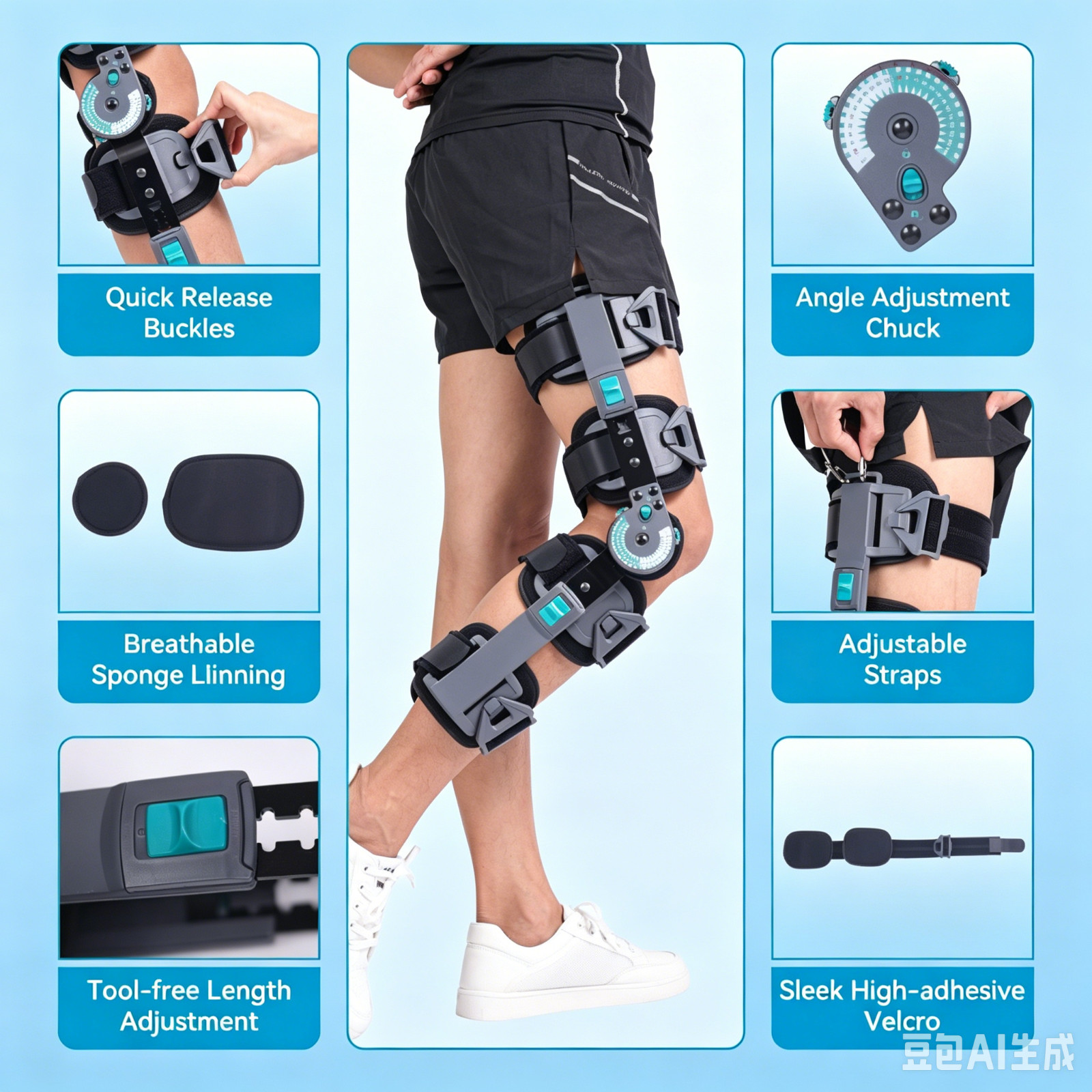 Hinged Knee Brace Adjustable ROM,Stabilizer for Men Women Left Right Leg