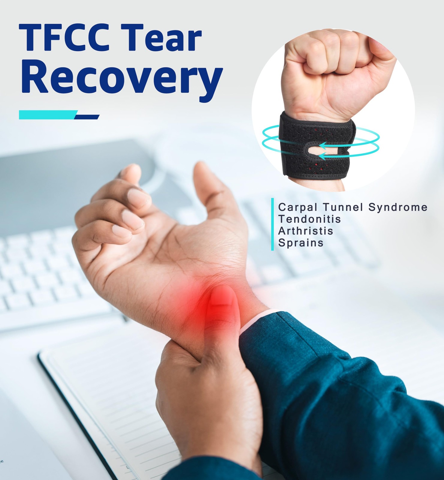Wrist Brace for TFCC Tears, Adjustable Wristband Wrist Wraps Support for Fitn…
