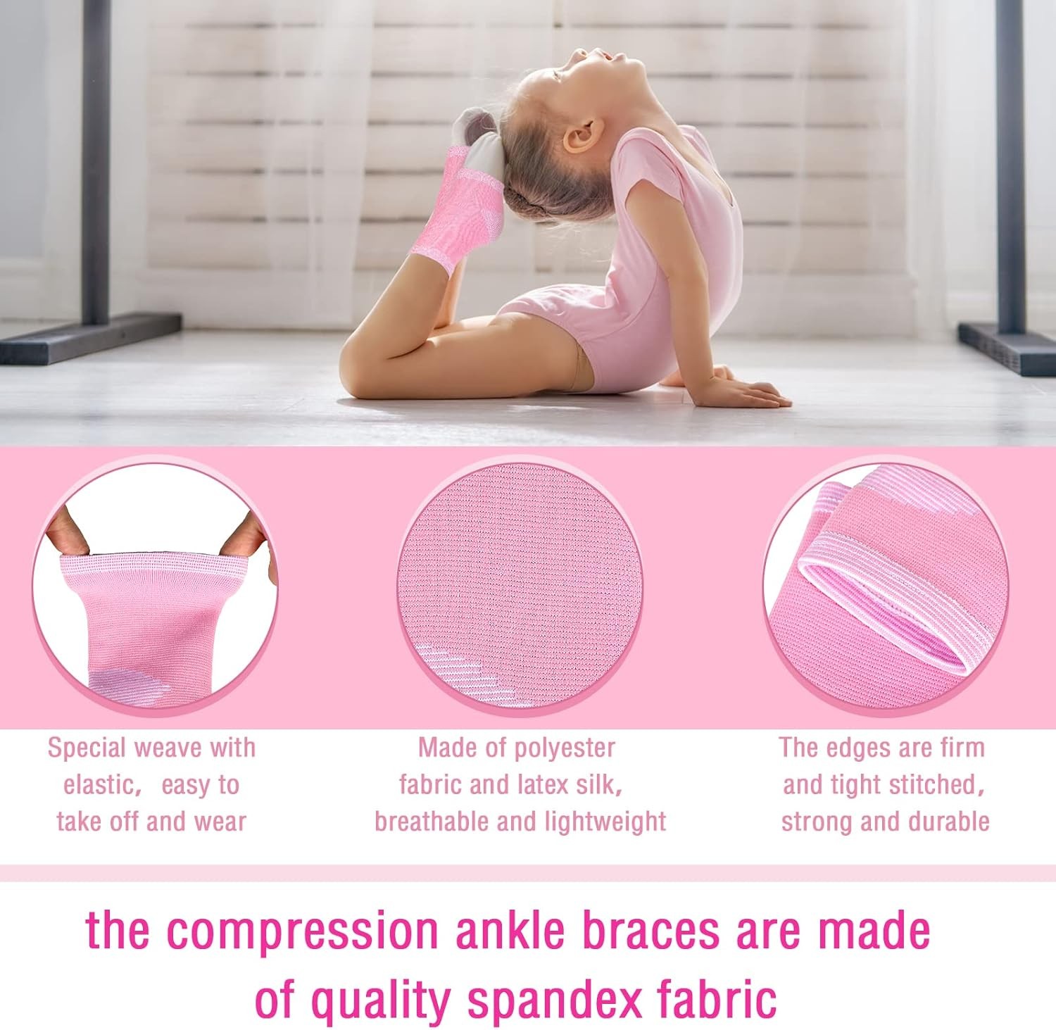 Tarpop 2 Pairs Kids Ankle Brace Set Foot Support Stabilizer Wraps Small, Pink