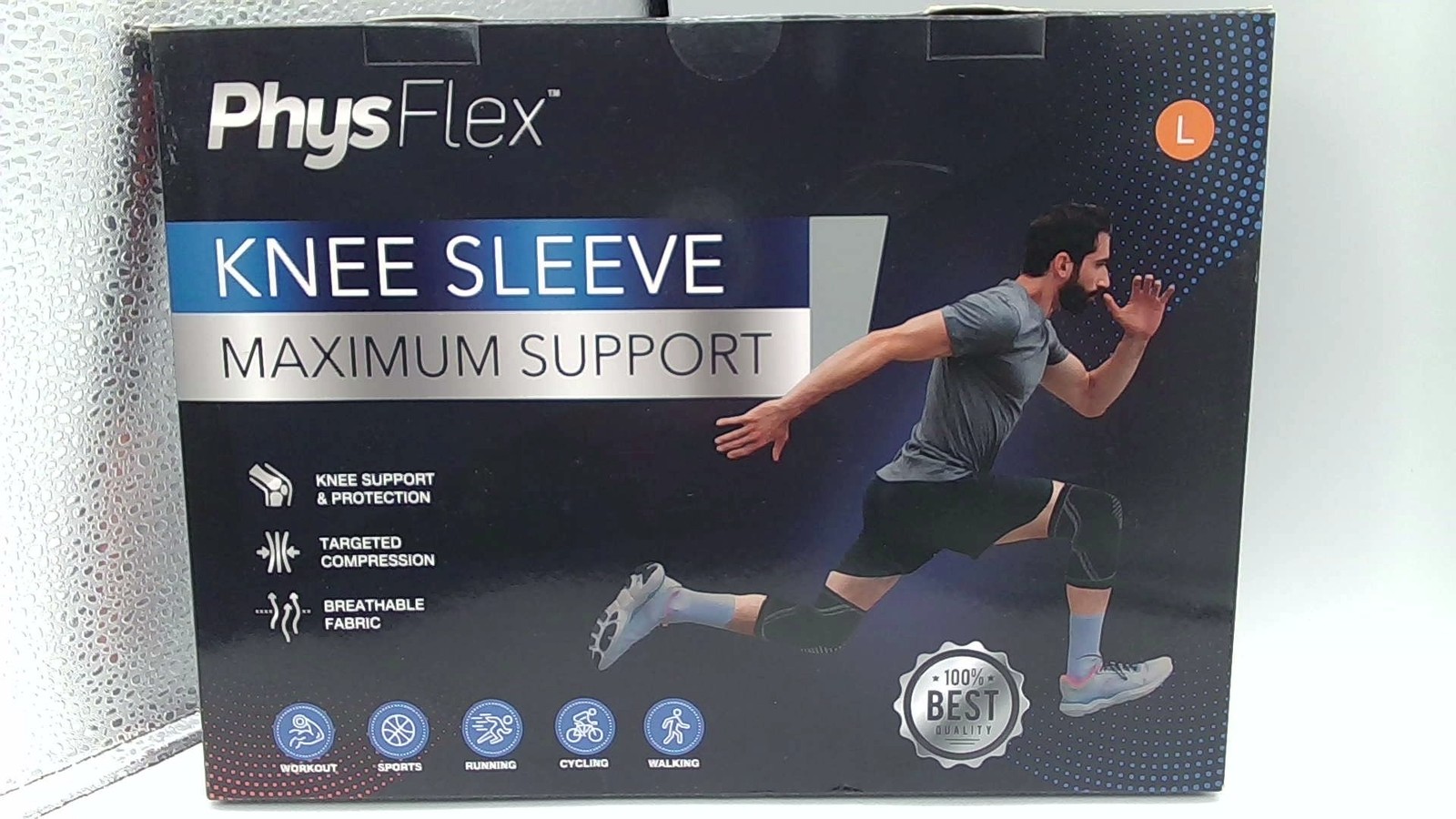 PhysFlex Knee Sleeve Orange Large Maximum Support