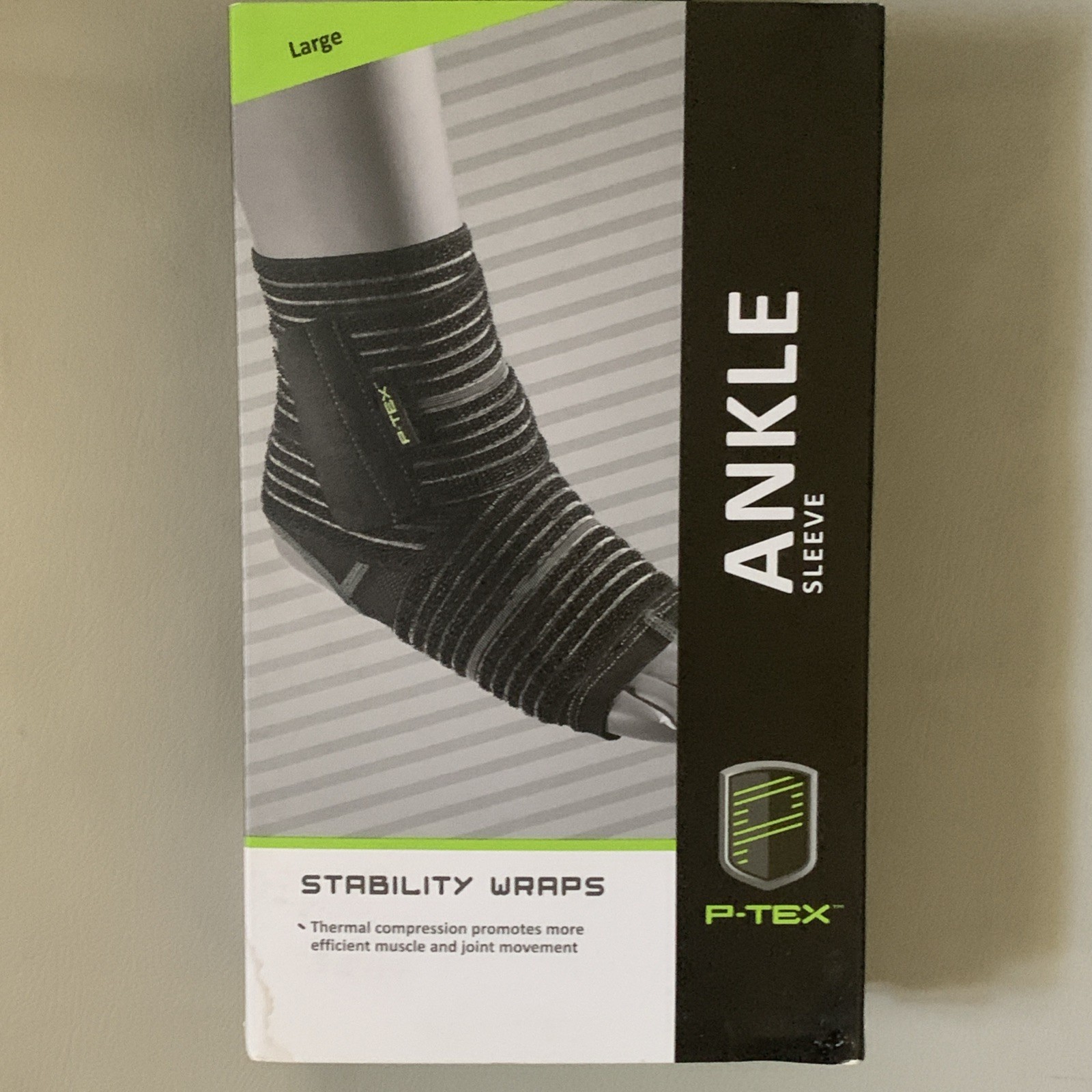 P-TEX **ANKLE SLEEVE**STABILITY WRAP** P-TEXA102**BLACK**ADULT LARGE ** NEW**