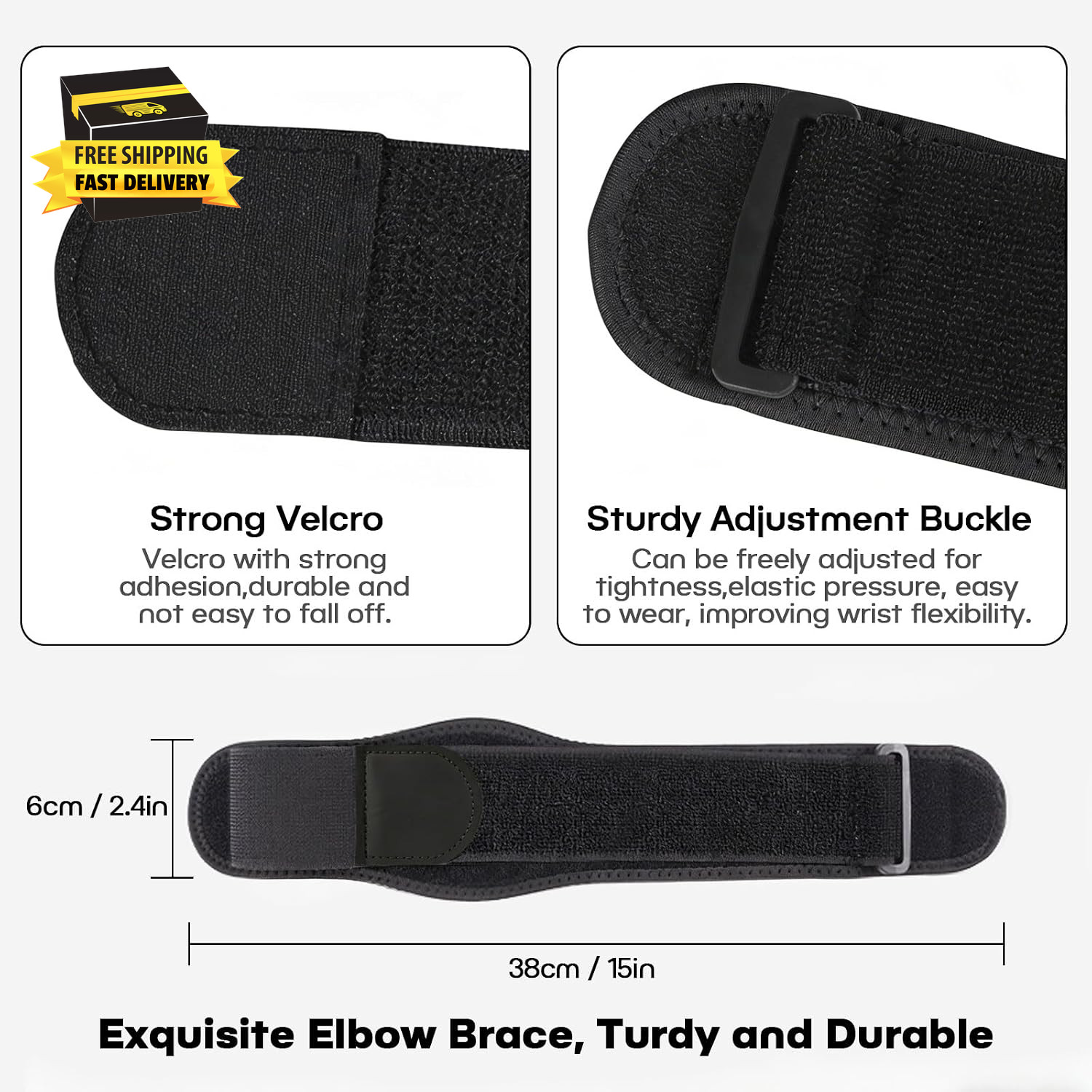 Double Wrap Elbow Brace for Men and Women, Elbow Support Arm Strap for Tendoniti