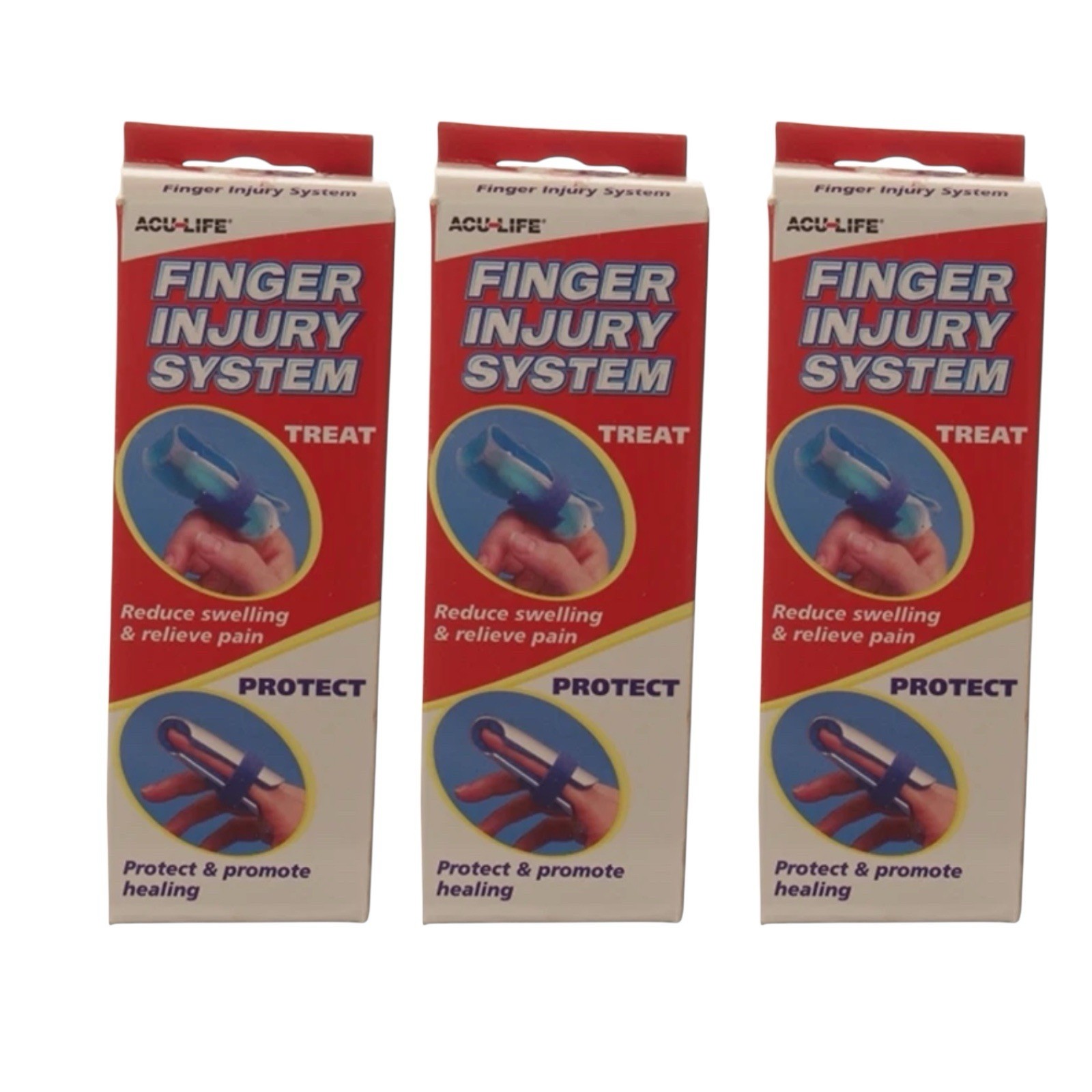 3 Finger Injury System 1 Finger Splint 1 Gel Pack 1 Gauze Tube Reduce Swelling