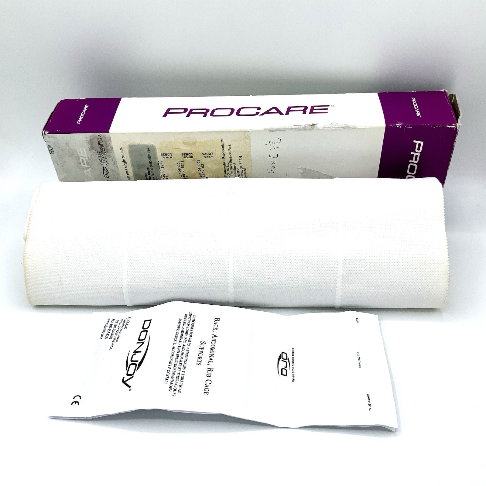 DJO Procare Universal Back Abdominal Rib Cage Support 45”-62” Latex Free Used