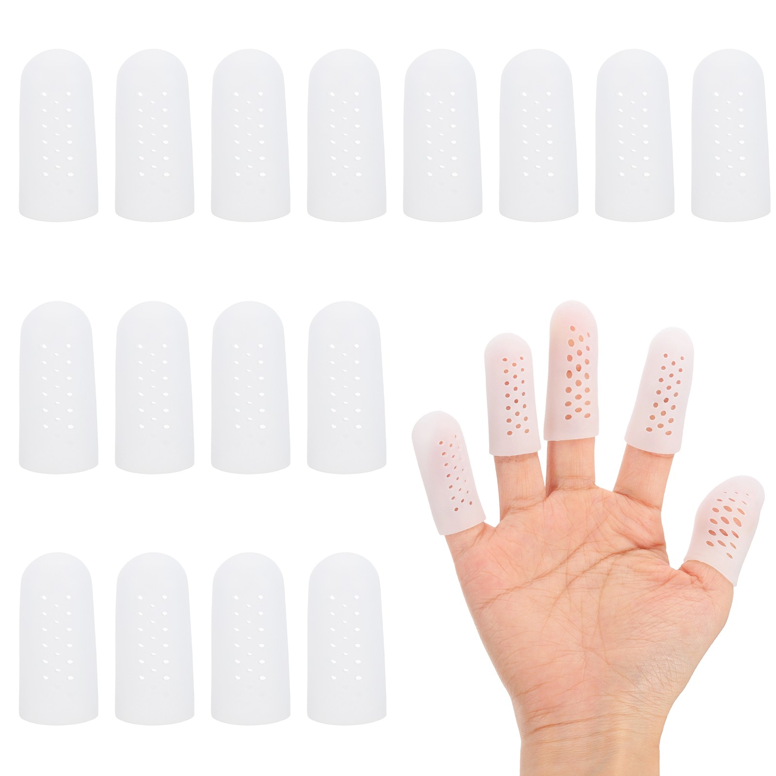 20 Pcs 1.8″x0.94″ Gel Finger Cots Silicone Breathable Finger Protector White