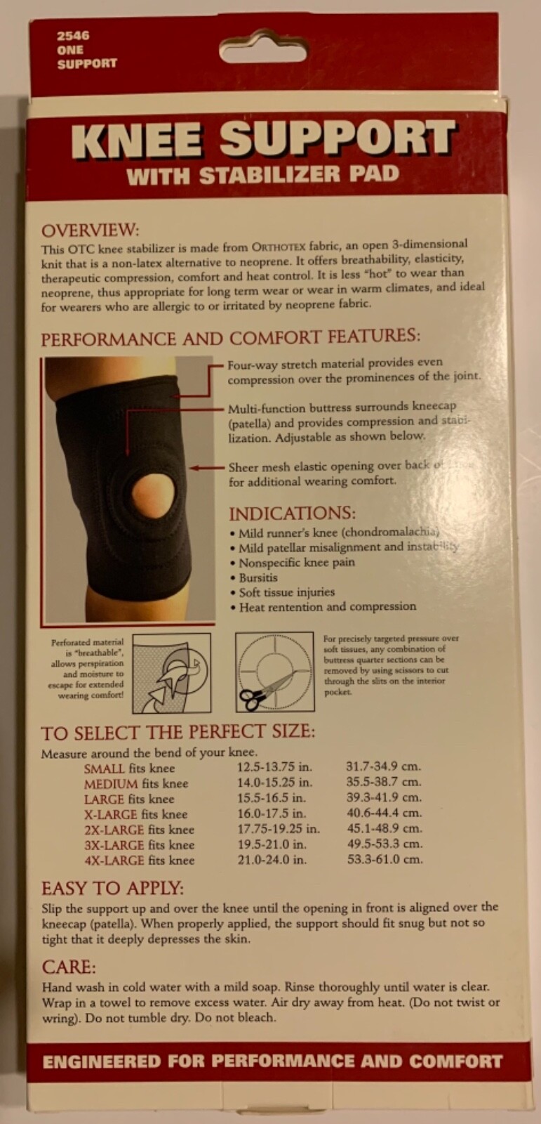 OTC Professional Orthotex Knee Support with Stabilizer Pad Brace – Latex Free