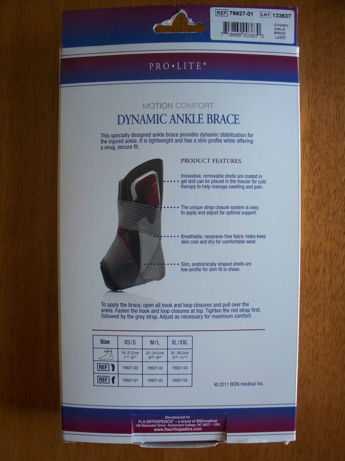 FLA Orthopedics XS/S Left Ankle Motion Comfort Dynamic Ankle Brace, 79927-01 New