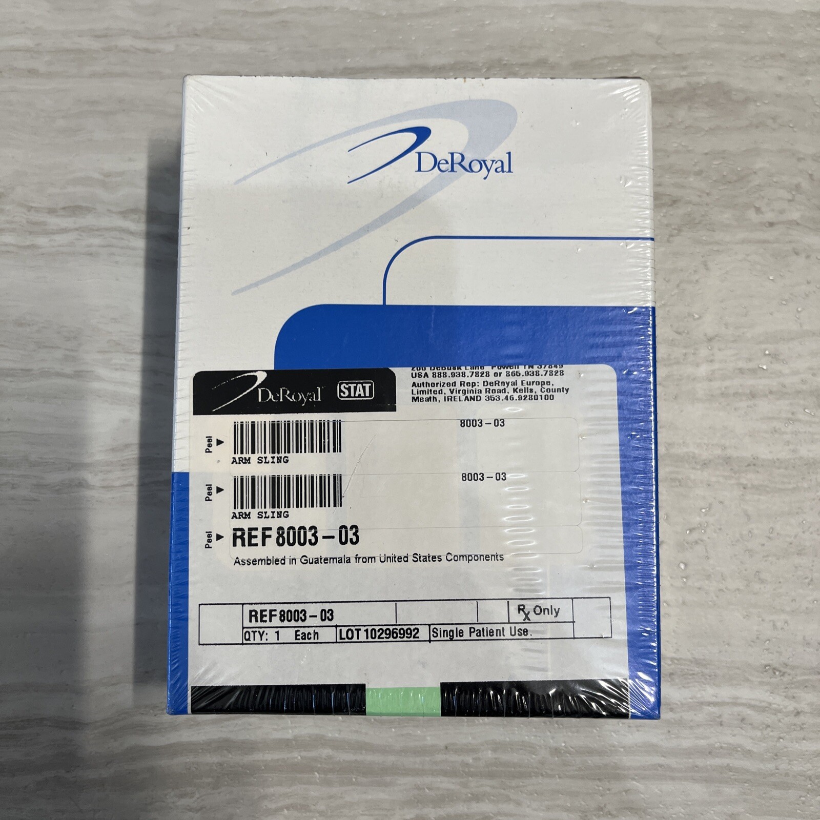DeRoyal Arm Sling Medium 8003-03 Disposable With Pad Latex Safe