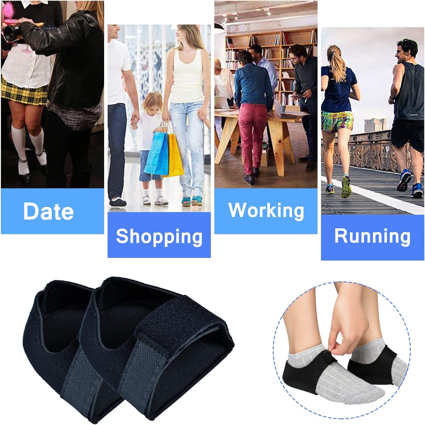 Gel Heel Cushion Support for Plantar Fasciitis Heel Pain & Achilles Tendinitis