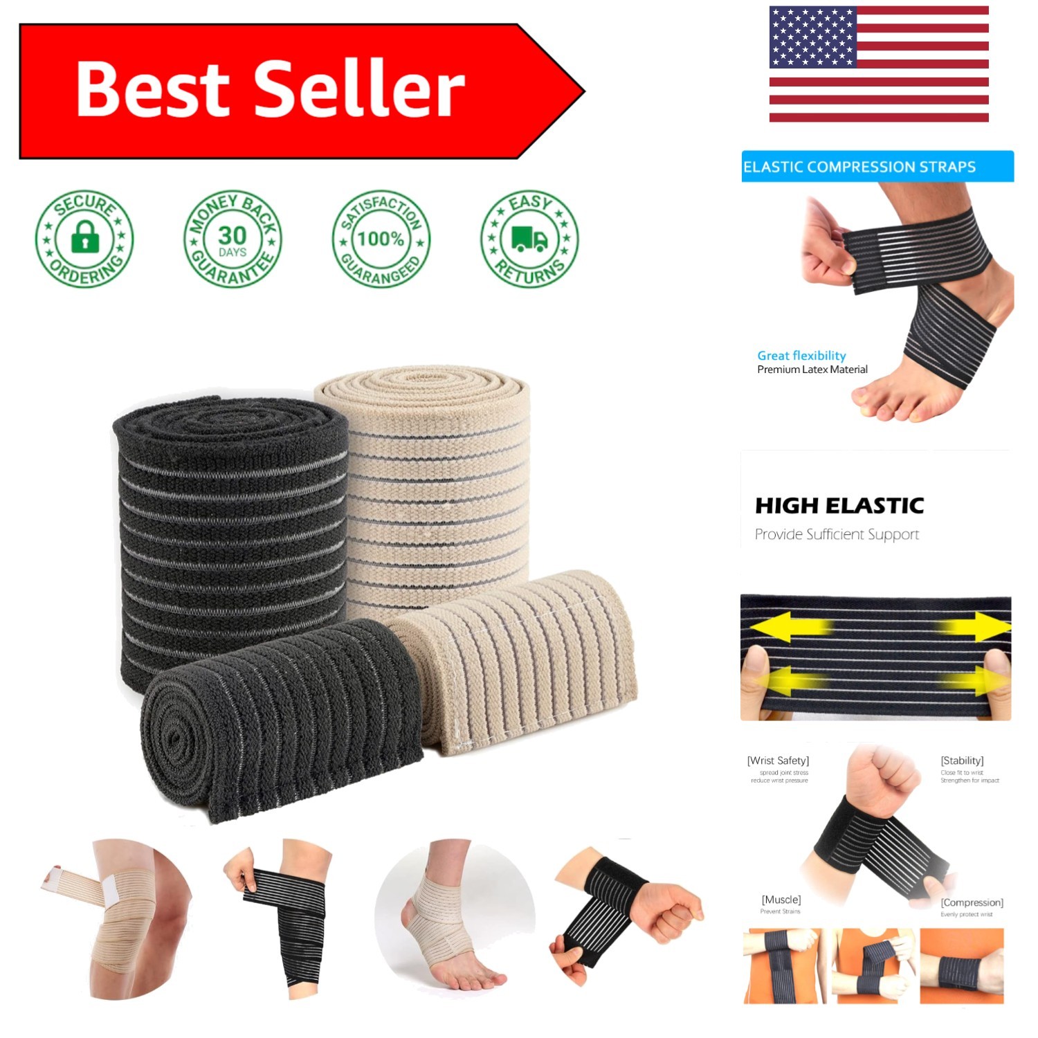 Universal Calf Compression Sleeves – 4 Pack Adjustable Support for All Body P…