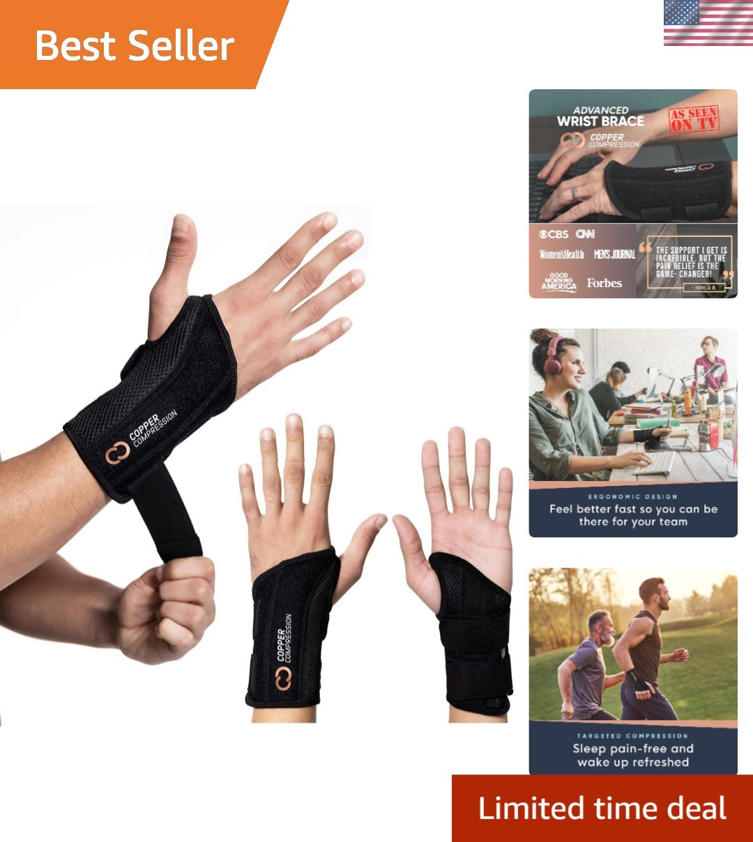 Advanced Wrist Brace – Copper Infused Adjustable Support for Pain Relief