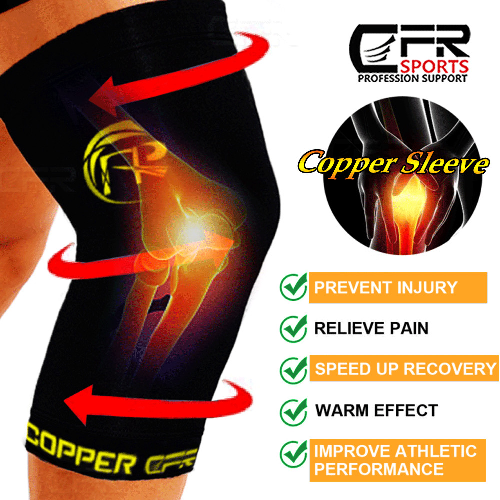 Copper Knee Support Sleeve Brace Compression Arthritis Sport Joint Pain Relief