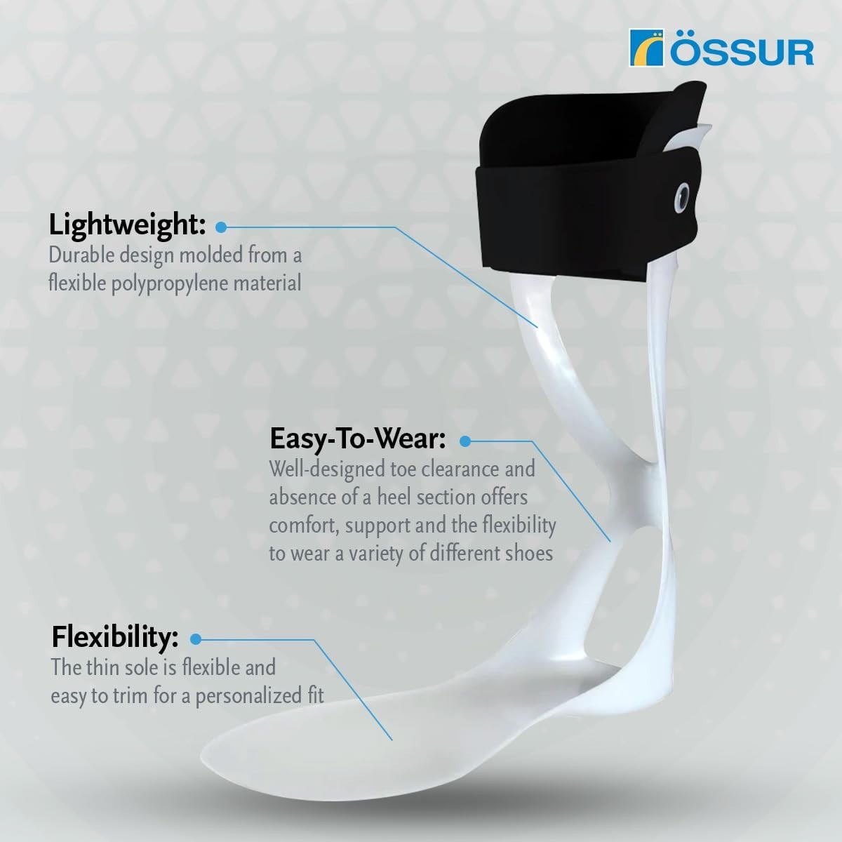 Ossur AFO Leaf Spring Mild to Moderate Drop Foot Ankle-Foot Orthosis Low-Profile