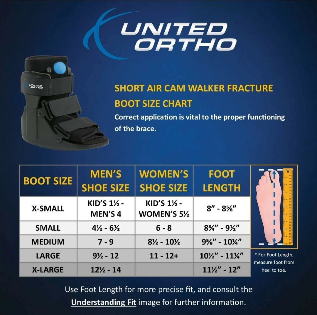 United Ortho USA14013 Short Cam Walker Fracture Boot Small Black