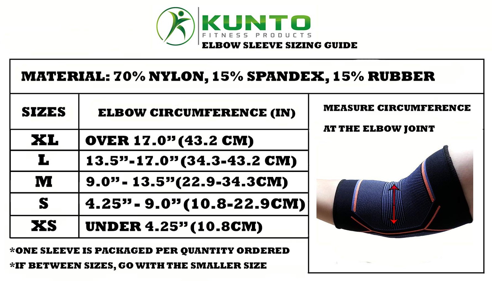 Kunto Fitness Elbow Brace Compression Support Sleeve for Medium, White-Gray