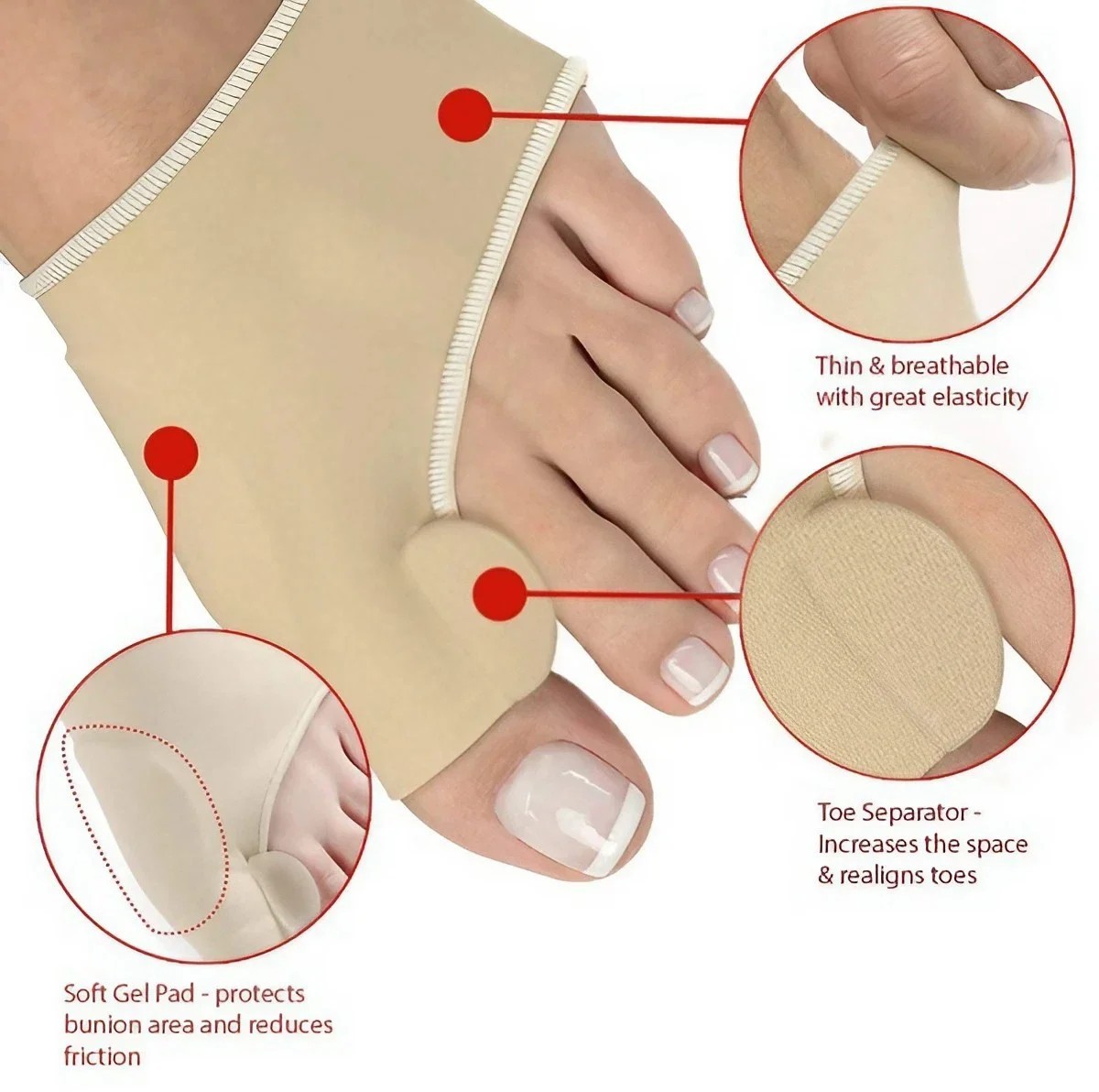 Toe Corrector Bunion Straightener Pair Soft Orthotic Foot Care Tool.