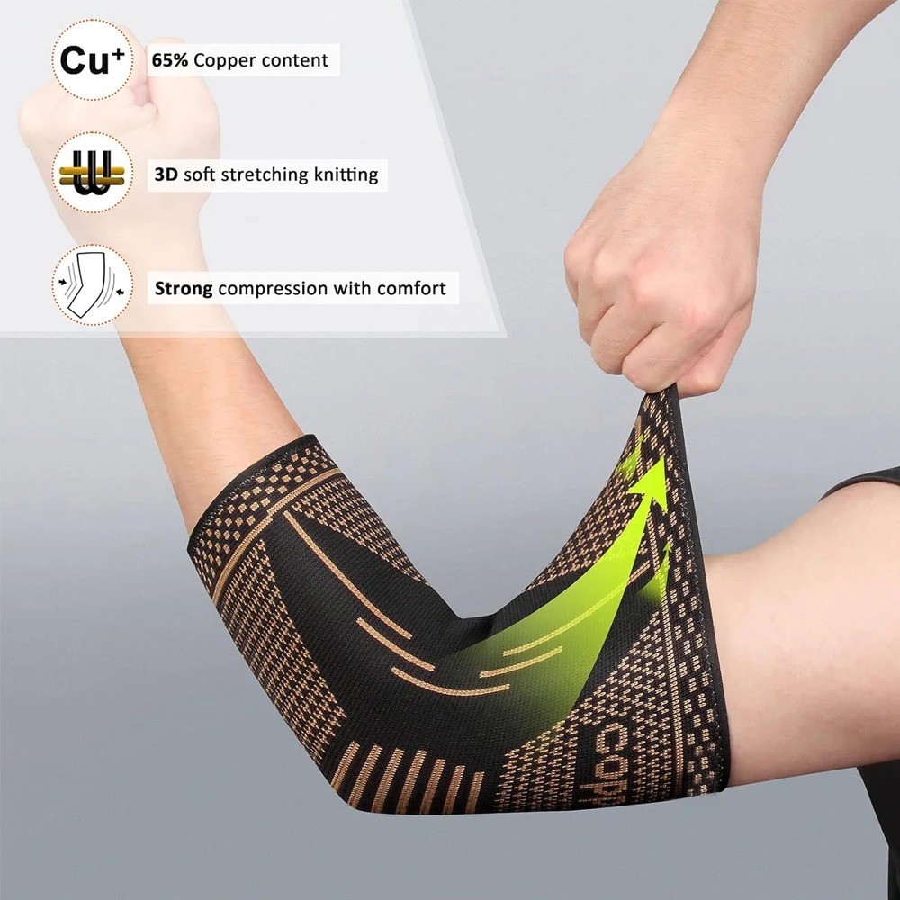 Copper Elbow Compression Sleeve Elbow Brace For Tennis Arthritis Bursitis US