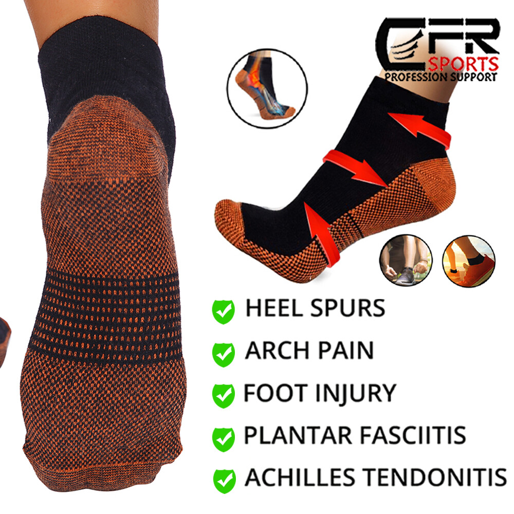 1-3 Pairs Copper Compression Socks Plantar Fasciitis Arch Ankle Running Support