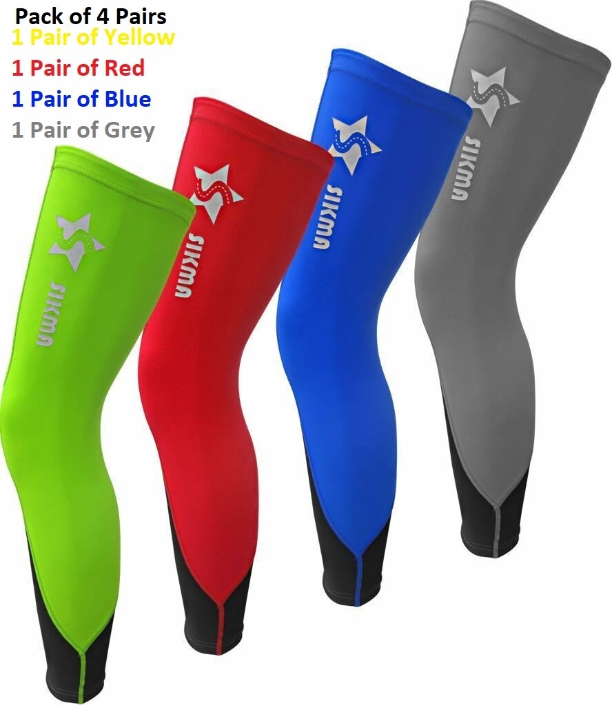 Leg Warmers UV Sun Protection Lycra Compression Stretchy Knee Sleeves 4 Pairs