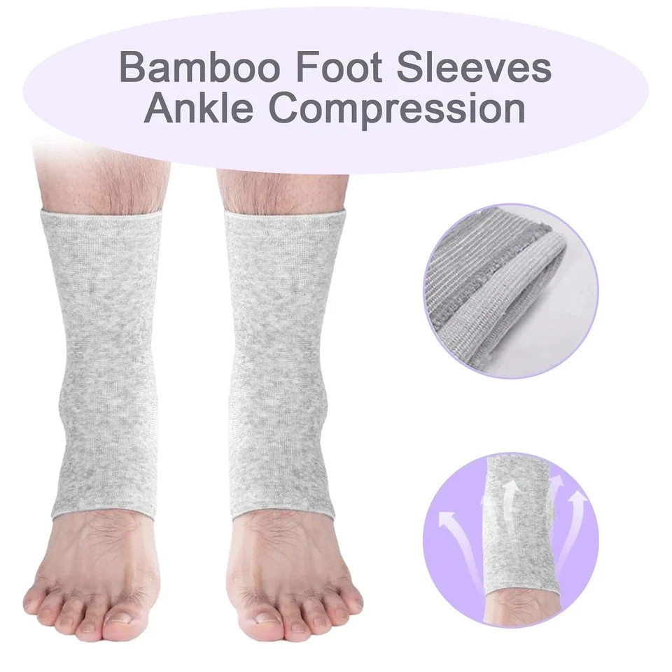 2 Pairs of One Compress Bamboo Foot Sleeves,Keep Warm Bamboo Ankle Socks Foot