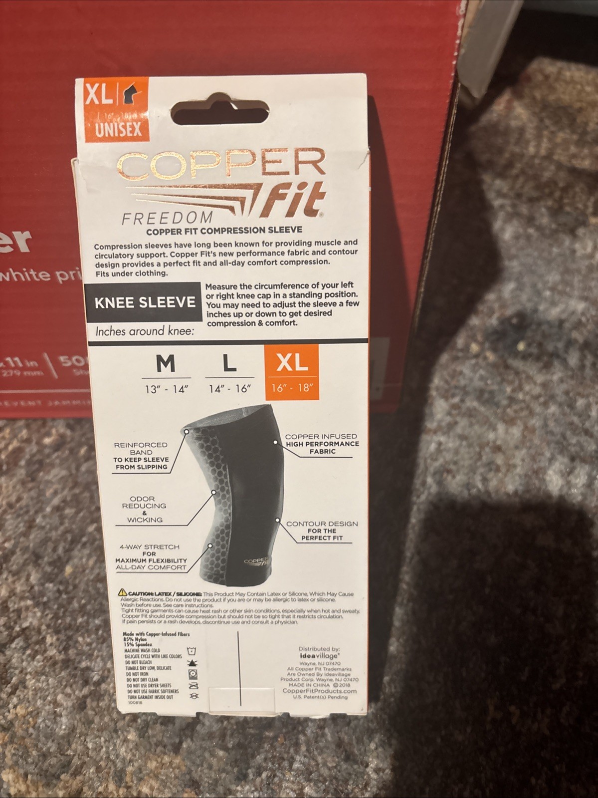 Copper Fit Freedom Copper Infused Compression Knee Sleeve – Size XL – Black