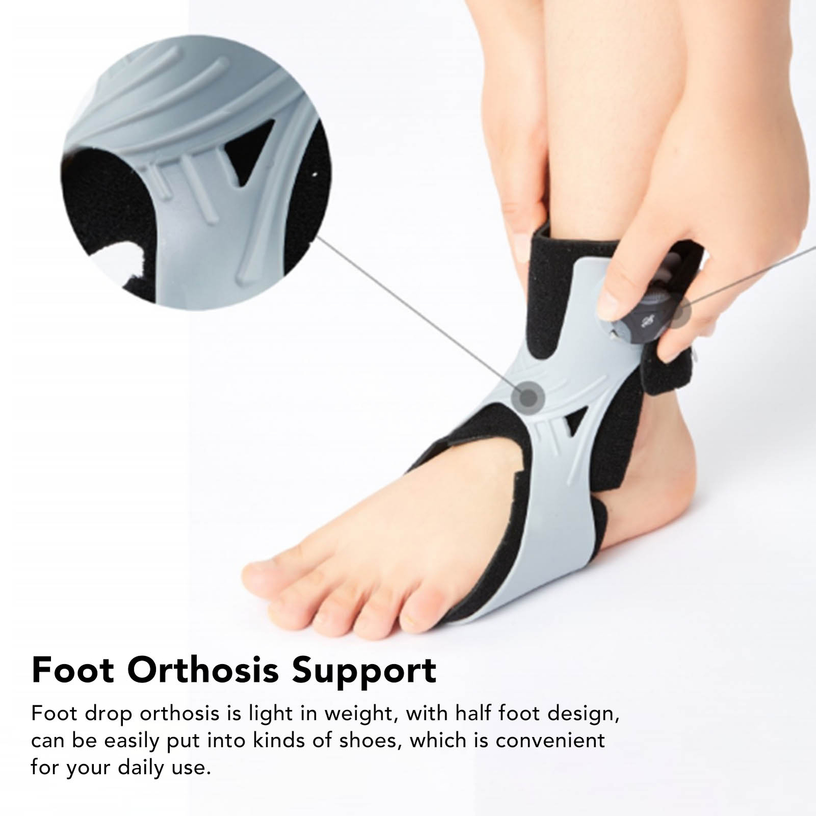 Foot Drop Brace Adjustable Rotary Buckle Posture Correct Ankle Foot Orthosis M(L