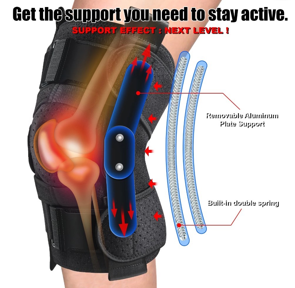 Hinged Knee Brace Side Stabilizers Adjustable Miniscus Tear ACL MCL Pain Relief