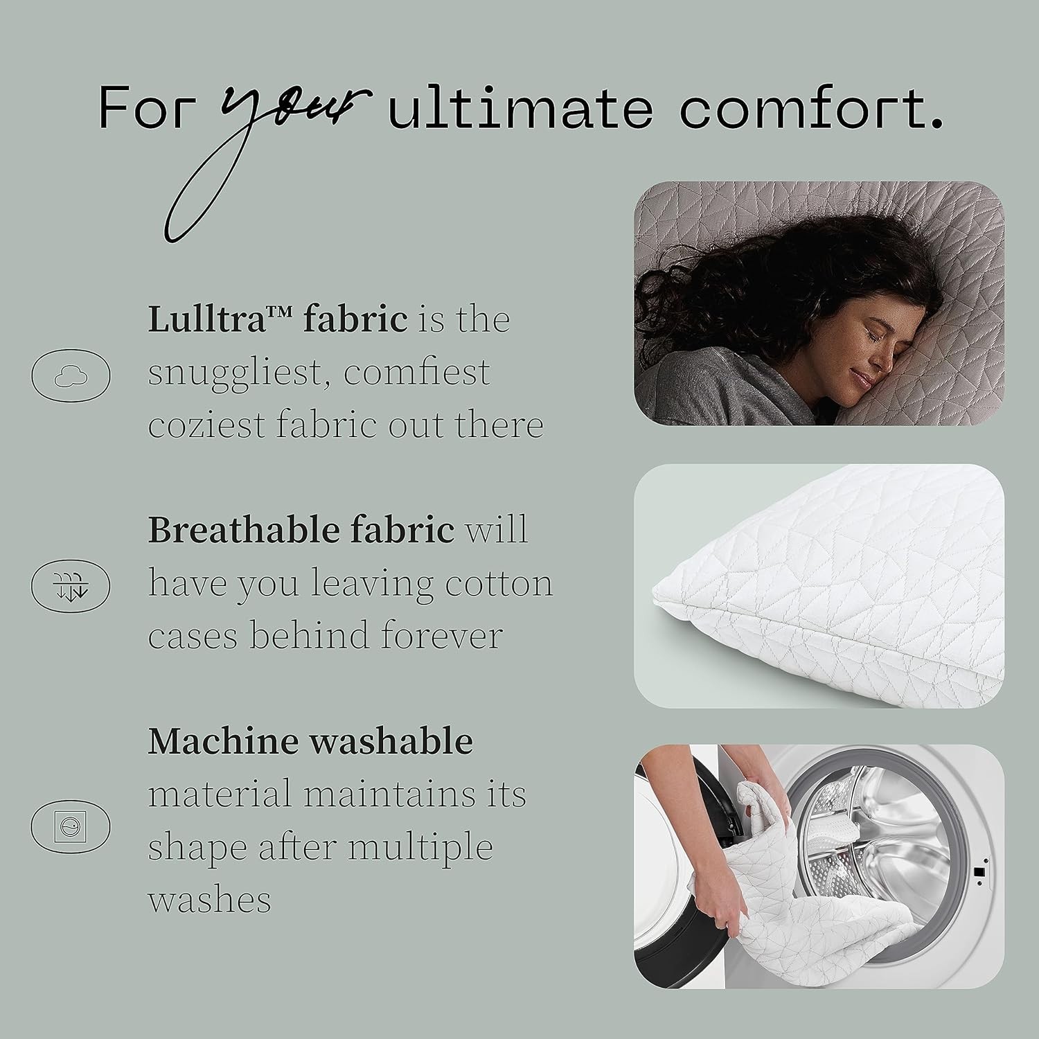 Breathable Machine-Washable Soft Quilted Luxury Protective Pillowcase w/ Zip