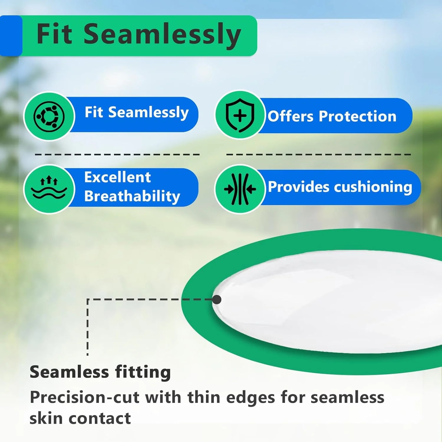 6 Pcs 2.5 Inch Silicone Reusable Prosthetic Liner Patch for Prosthetic, Amputee