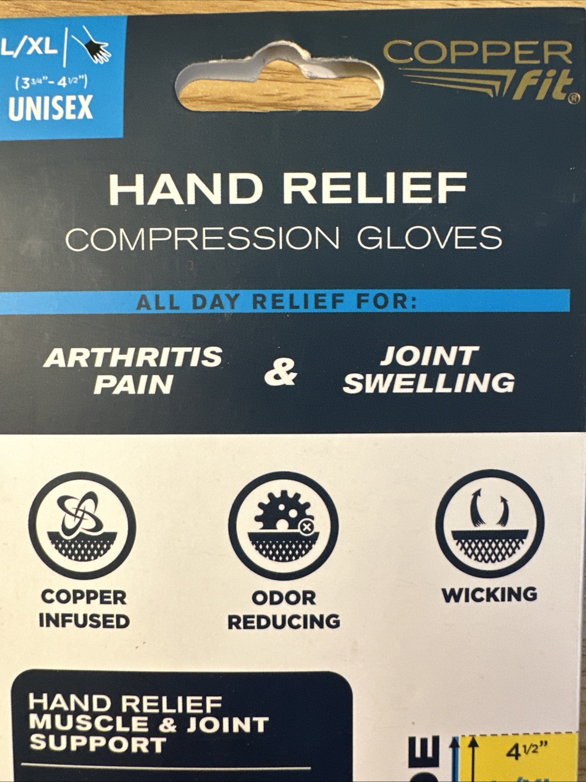 Copper Fit Copper Infused Compression Gloves Hand Relief L/XL Unisex 1 Pair