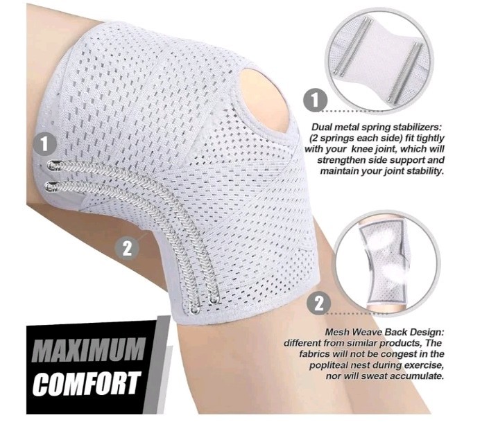 Neenca XXL White, Knee Brace Compression Knee Support with Air Mesh Fabric