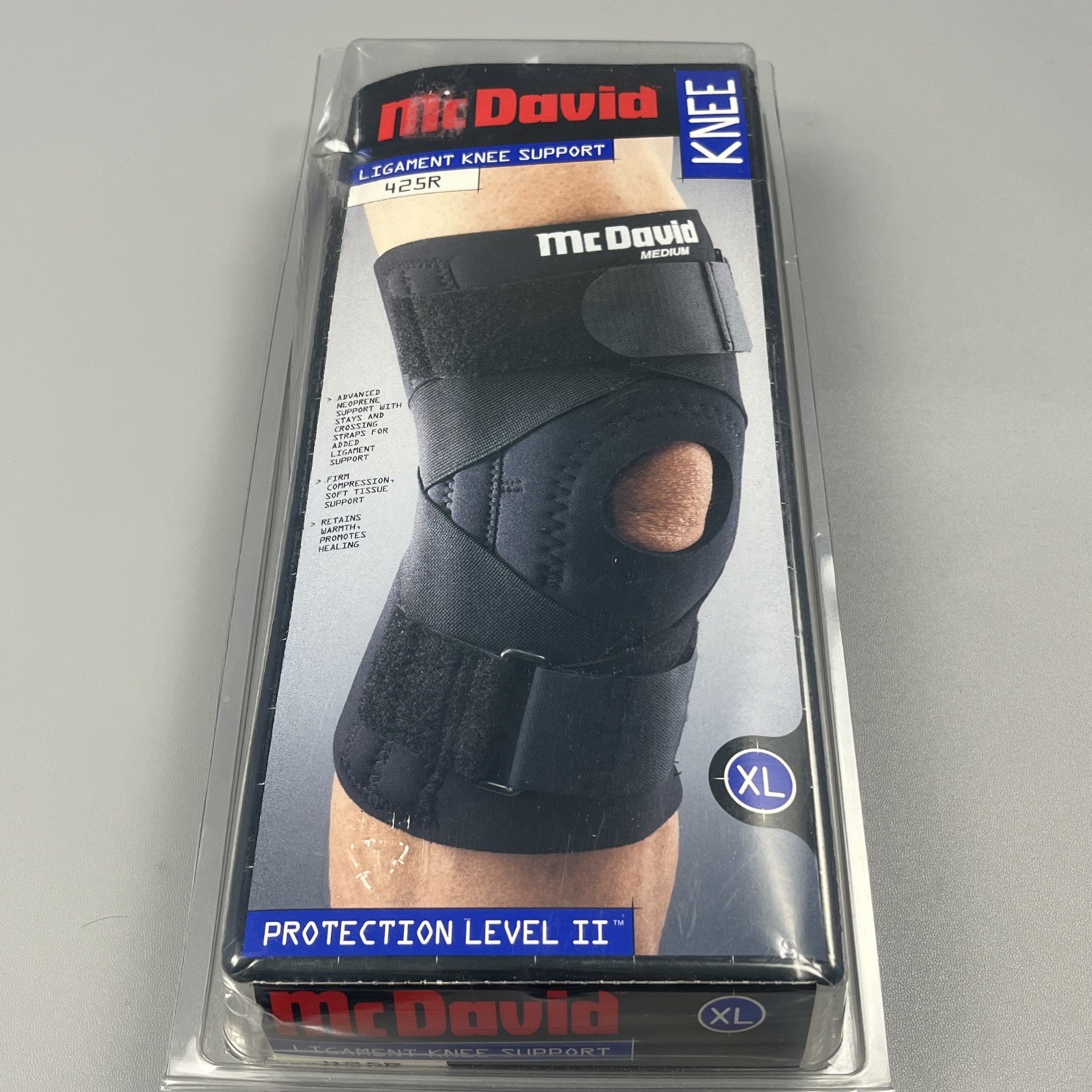 McDavid 425R Level 2 Knee Brace, Black XL, Compression Support