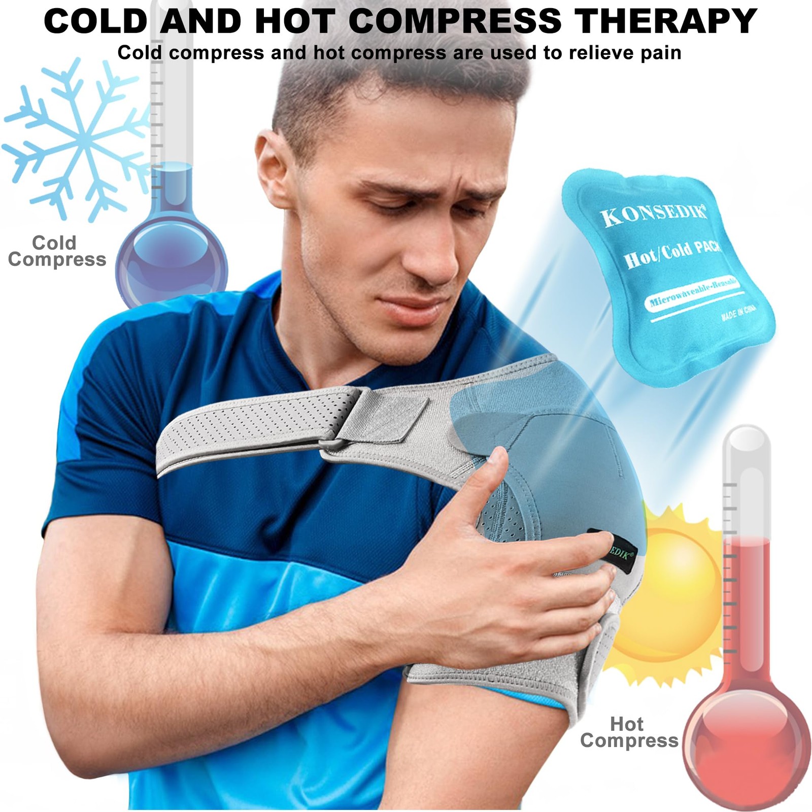 Compression Recovery Shoulder Brace Immobilizer for Torn Rotator Small, Gray