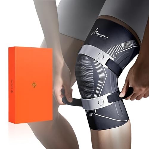Knee Brace Compression Support with Side Stabilizers, Patella Pad & Straps XXL