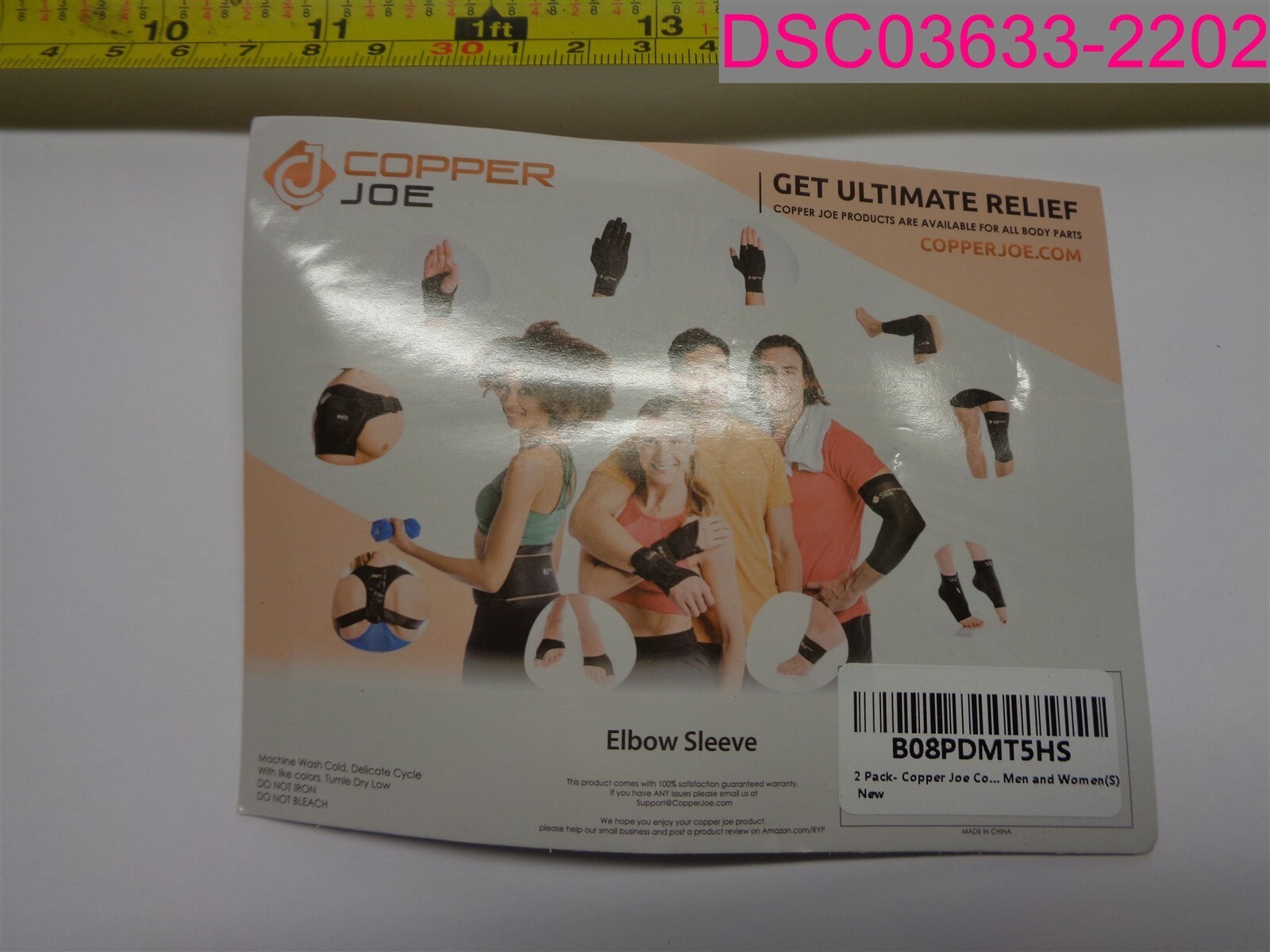 2 Pack (1 Pair) Copper Joe Elbow Sleeve Small Black