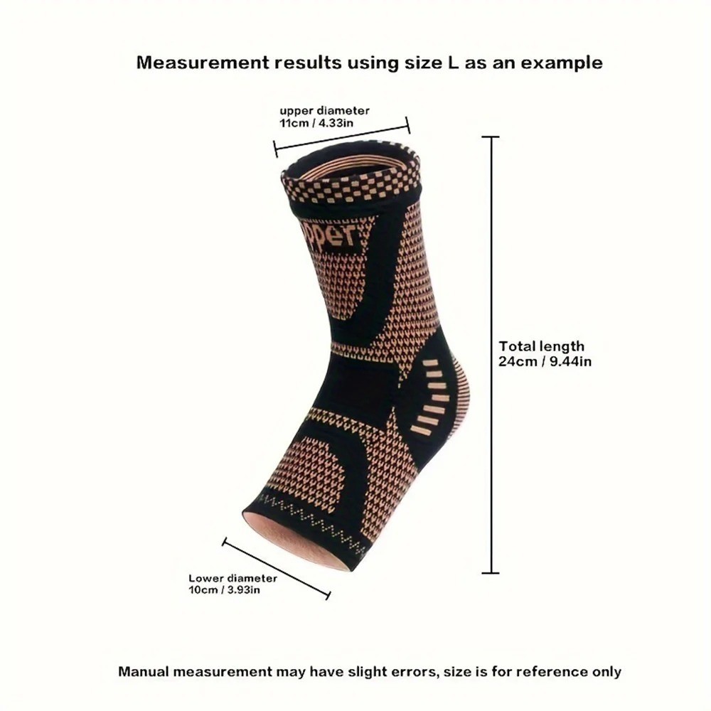 Copper Ankle Brace Compression Sleeve Support Football Running Heel Pain 1PC