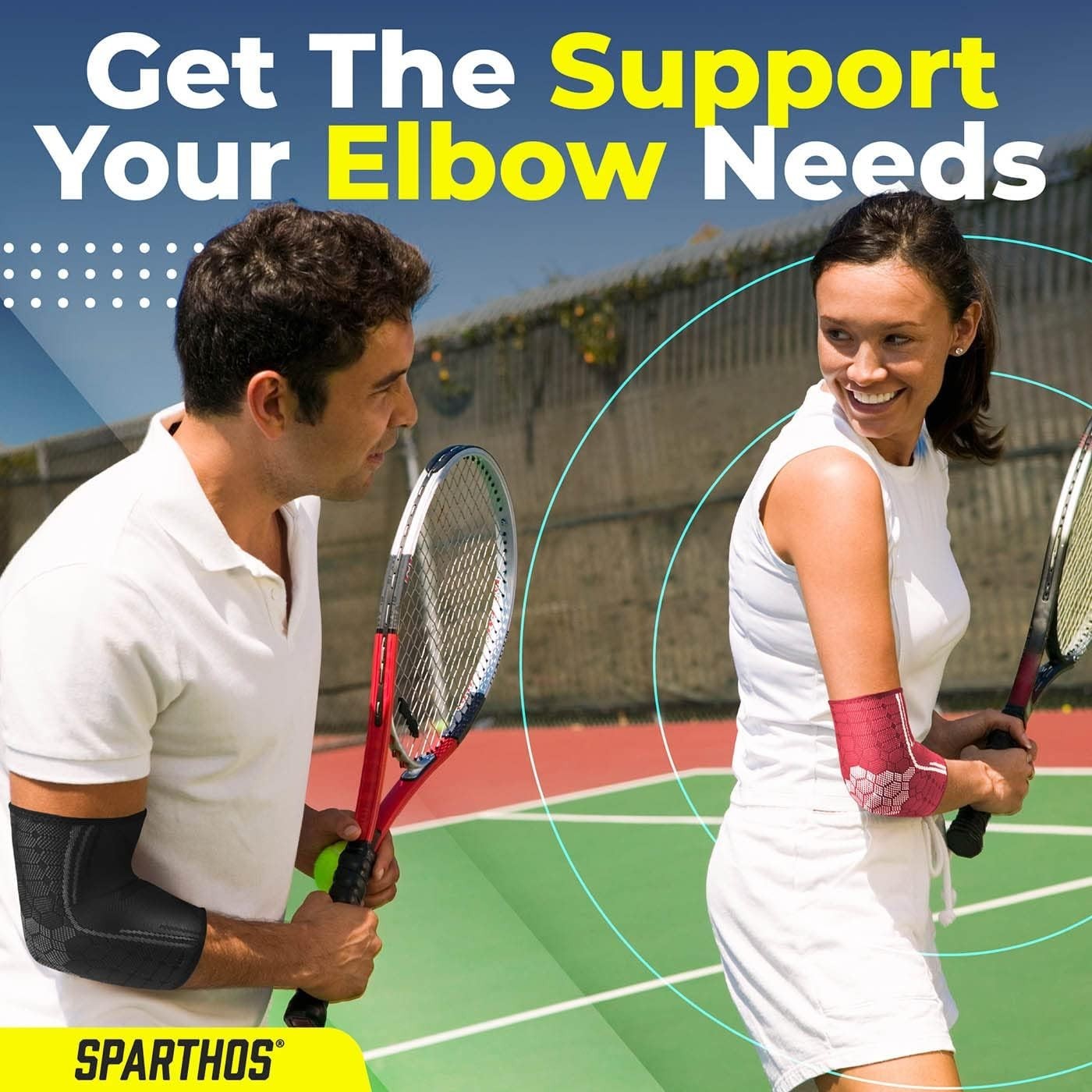 Elbow Compression Sleeves Pair for Tennis & Golfer’s Elbow Relief – Medium