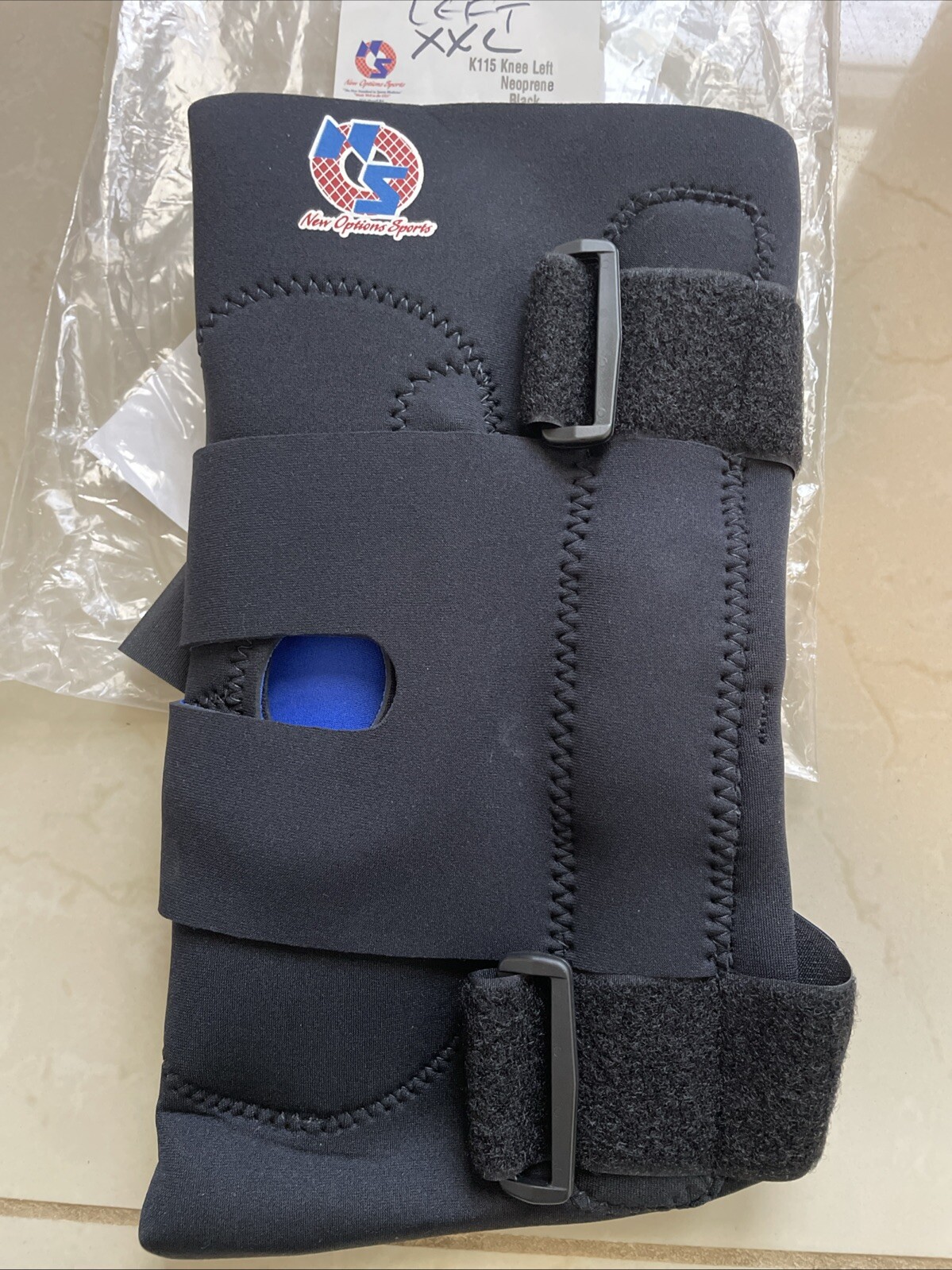 New Options Sports XXL LEFT Hinged Knee Brace With Patella Support Wrap