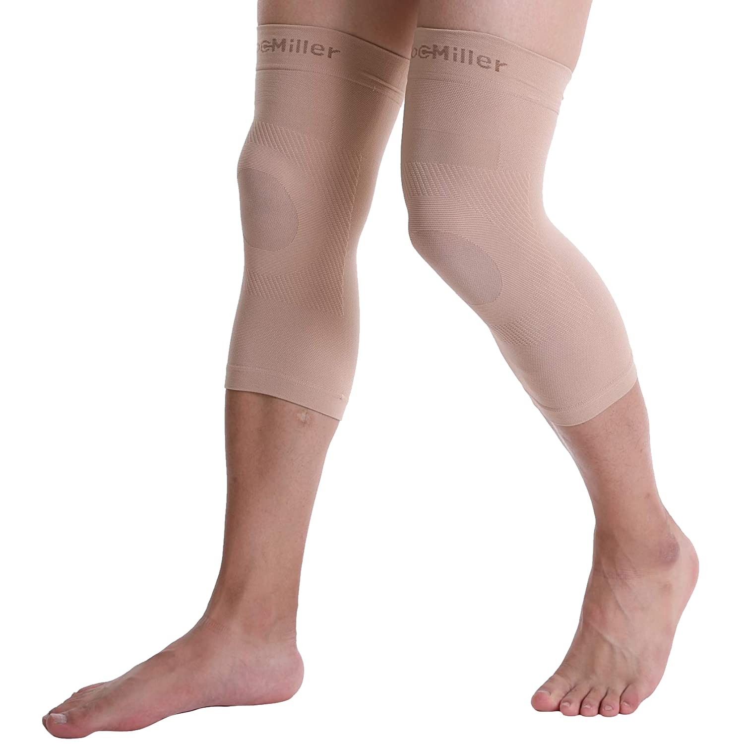 Doc Miller 2 Pack Knee Compression Sleeve Brace for Men & Women Large, Beige